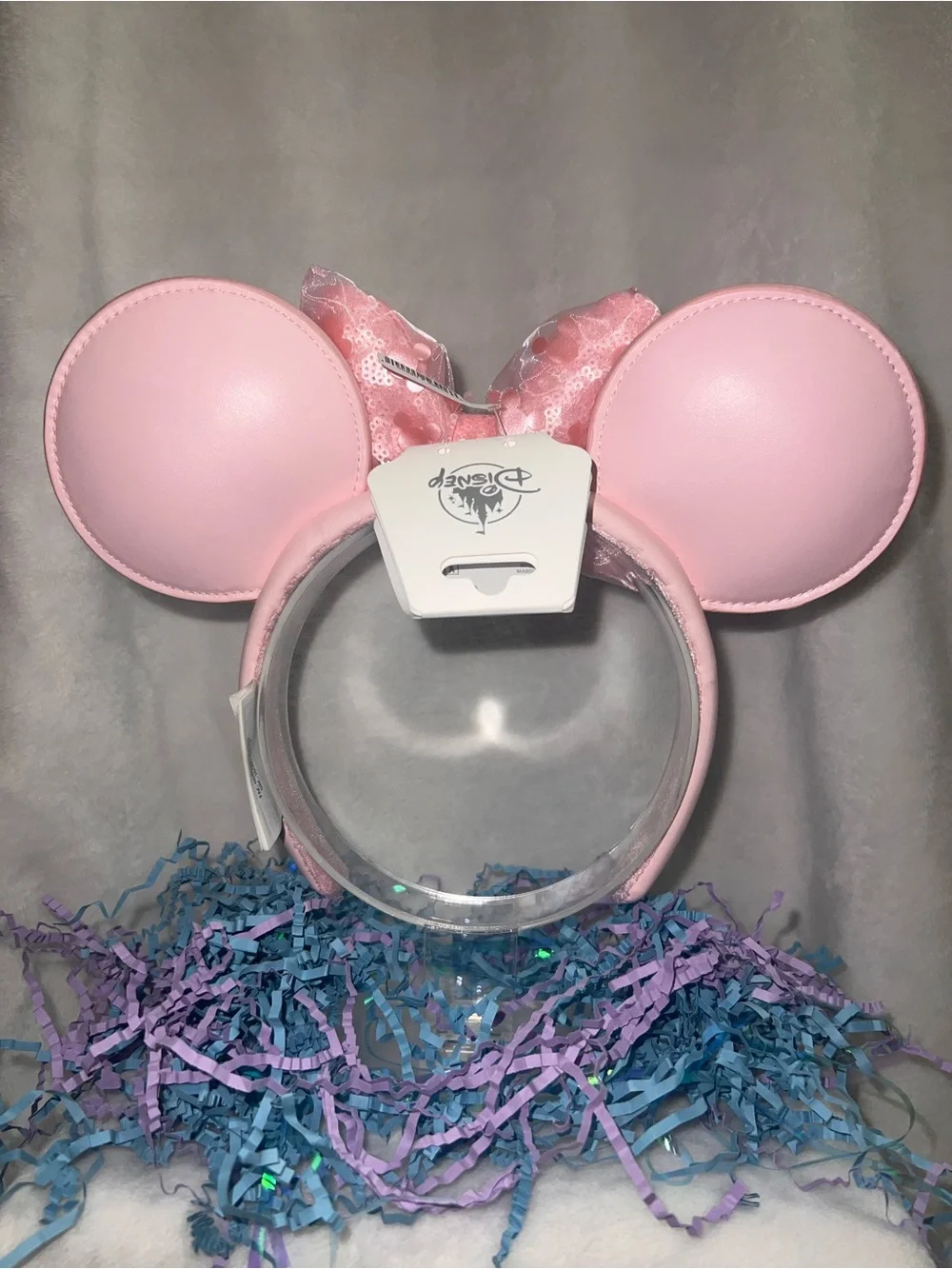NWT! Authentic Disney Parks 2025 Pink Mickey Icon Organza Sequin Bow Minnie Ears